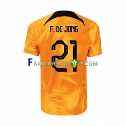 Alankomaat Pelipaidat Frenkie de Jong 21 Kotipelipaita World Cup 2022 Lyhythihainen ,Miehet