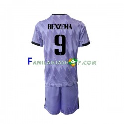 Real Madrid Pelipaidat Karim Benzema 9 Vieraspelipaita 2022-2023 Lyhythihainen ,Lapset