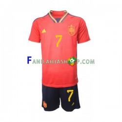 Espanja Pelipaidat Alvaro Morata 7 Kotipelipaita World Cup 2022 Lyhythihainen ,Lapset